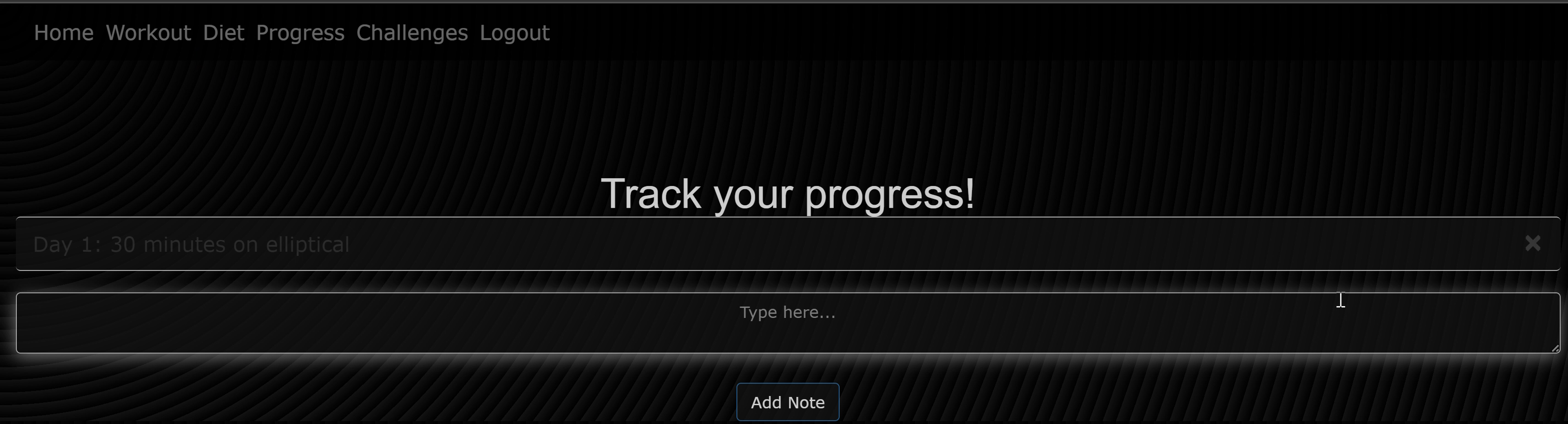 Gym Note Screen